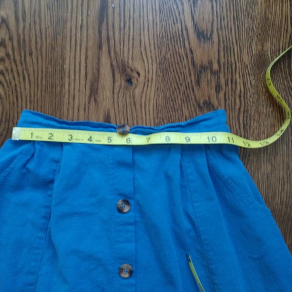 Blue Button Front Skirt - Picture 4 of 7